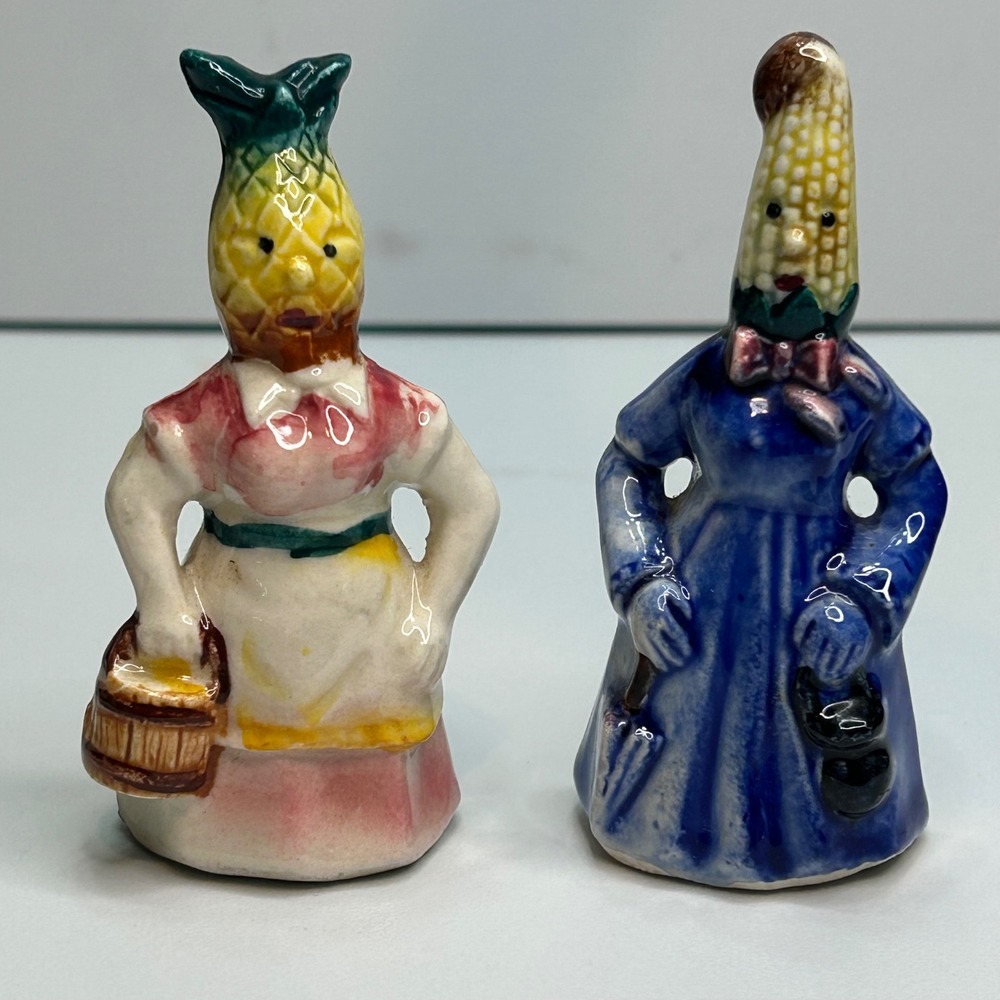 Vintage Anthropomorphic Corn and Pineapple Women Salt and Pepper Shakers Japan